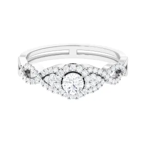 Vintage Crossover Engagement Ring with Cubic Zirconia