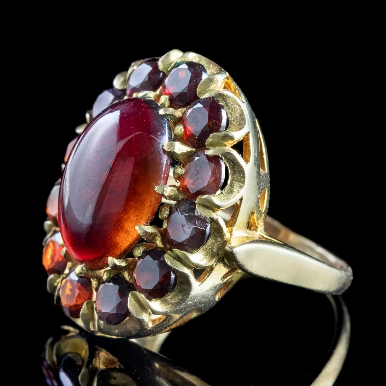 Vintage Garnet Cluster Cocktail Ring Dated 1965