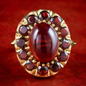 Vintage Garnet Cluster Cocktail Ring Dated 1965