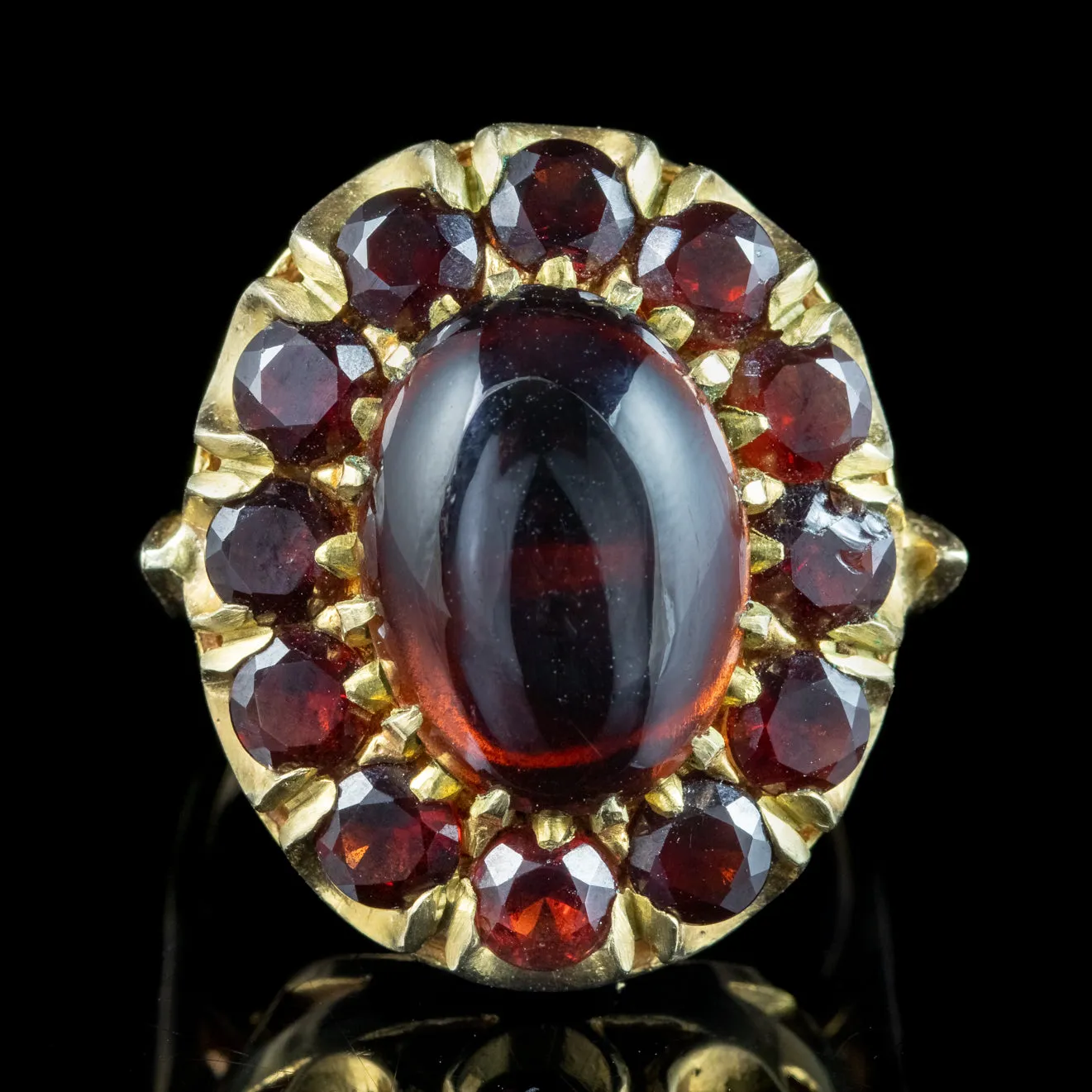 Vintage Garnet Cluster Cocktail Ring Dated 1965