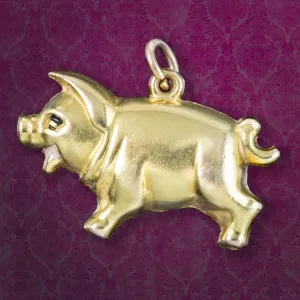 Vintage Pig Charm Pendant 9ct Gold Georg Jensen