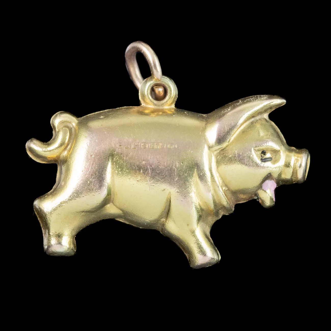 Vintage Pig Charm Pendant 9ct Gold Georg Jensen