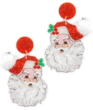 Vintage Santa Glitter Earrings