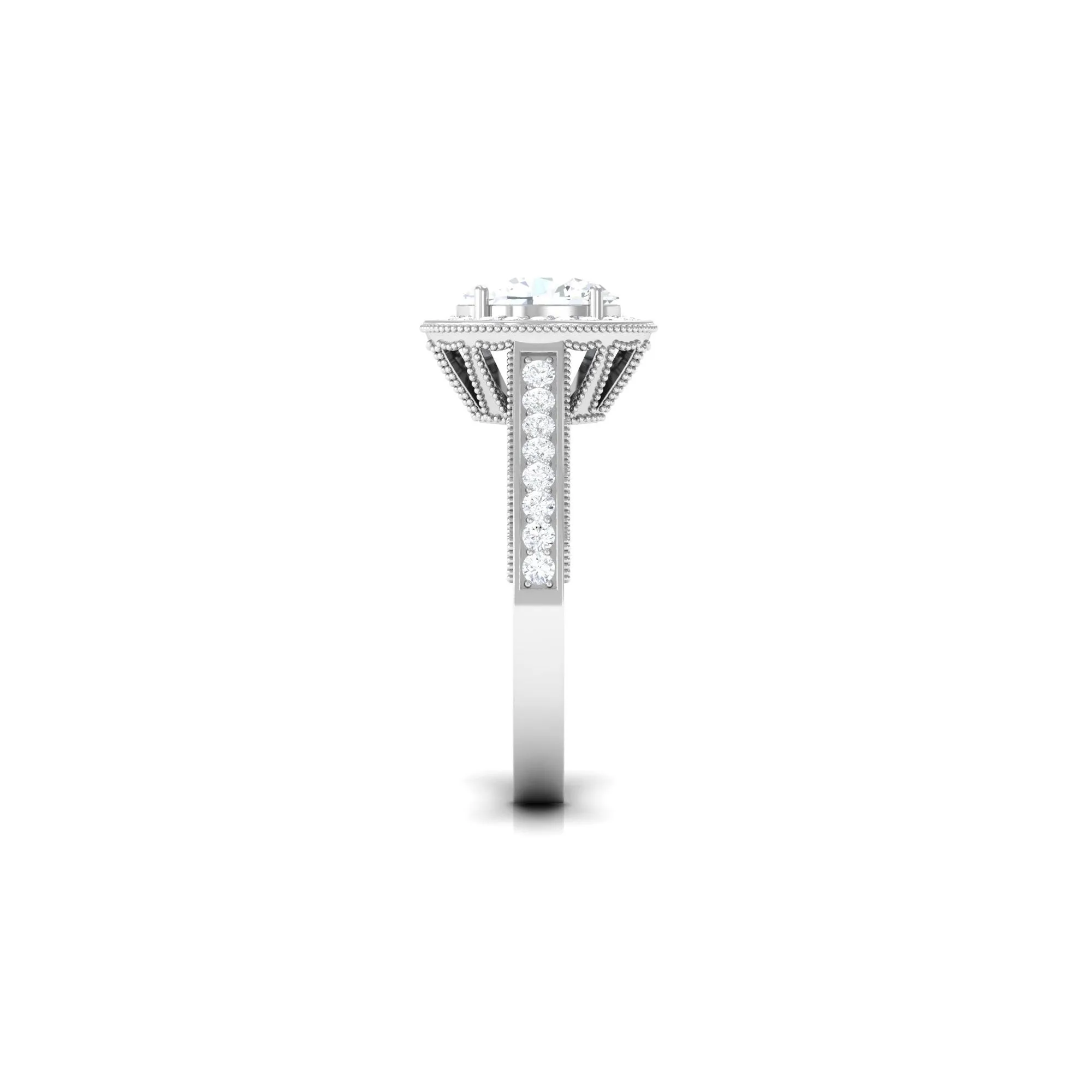 Vintage Style Oval Simulated Diamond Halo Engagement Ring