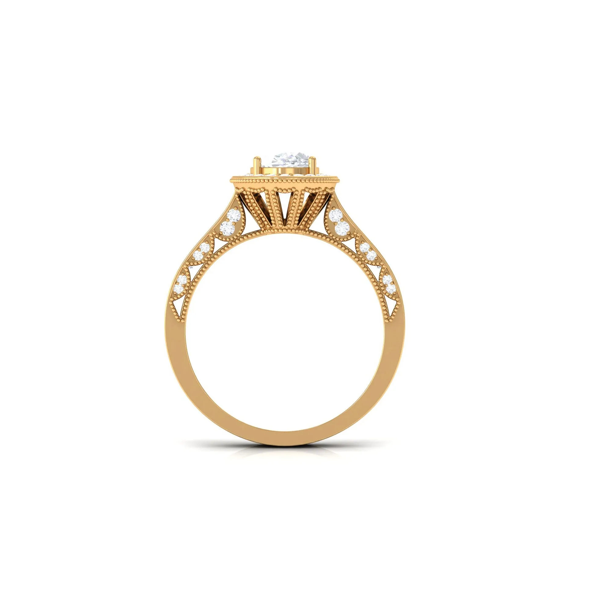 Vintage Style Oval Simulated Diamond Halo Engagement Ring