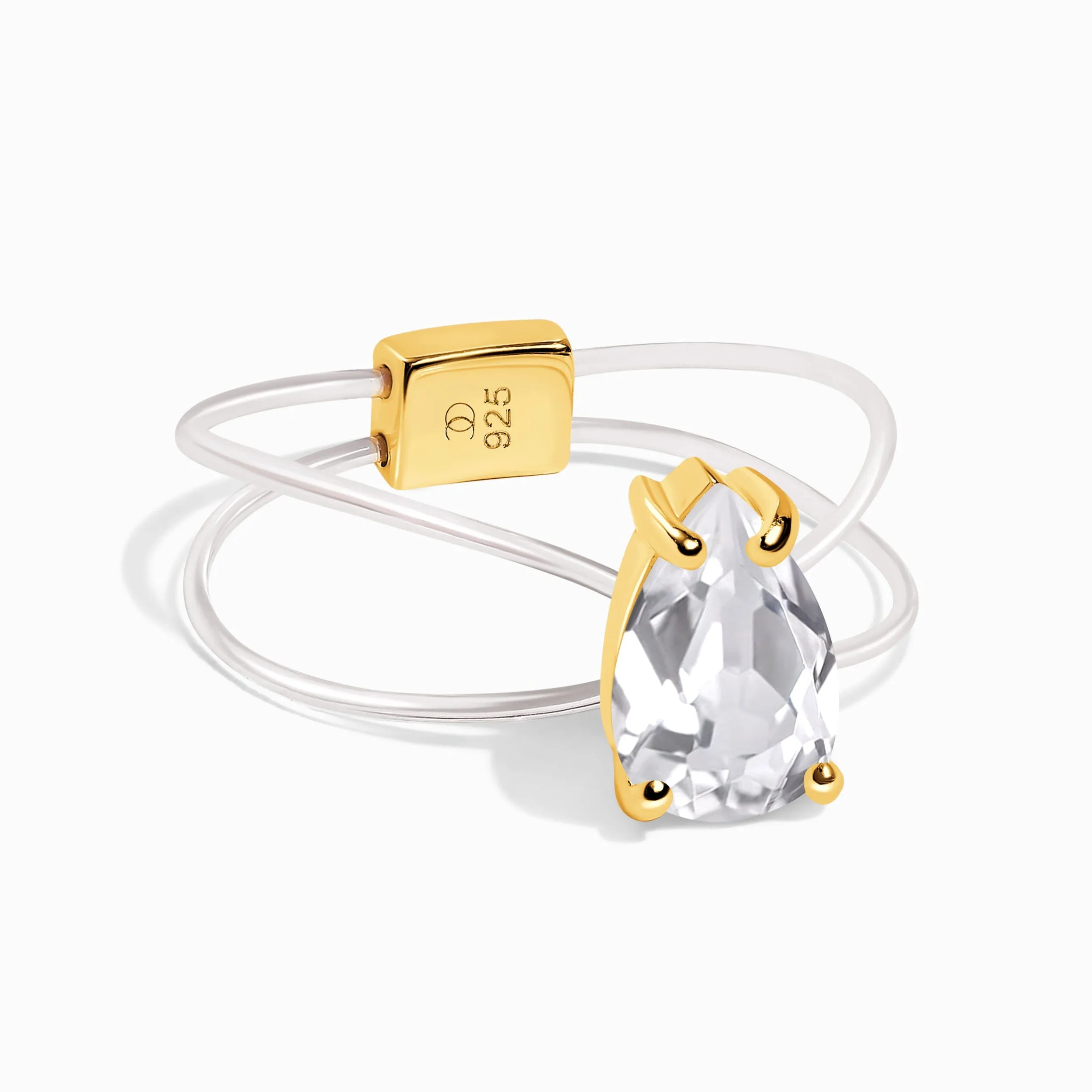 White Topaz Ring Floating Sway - April Birthstone