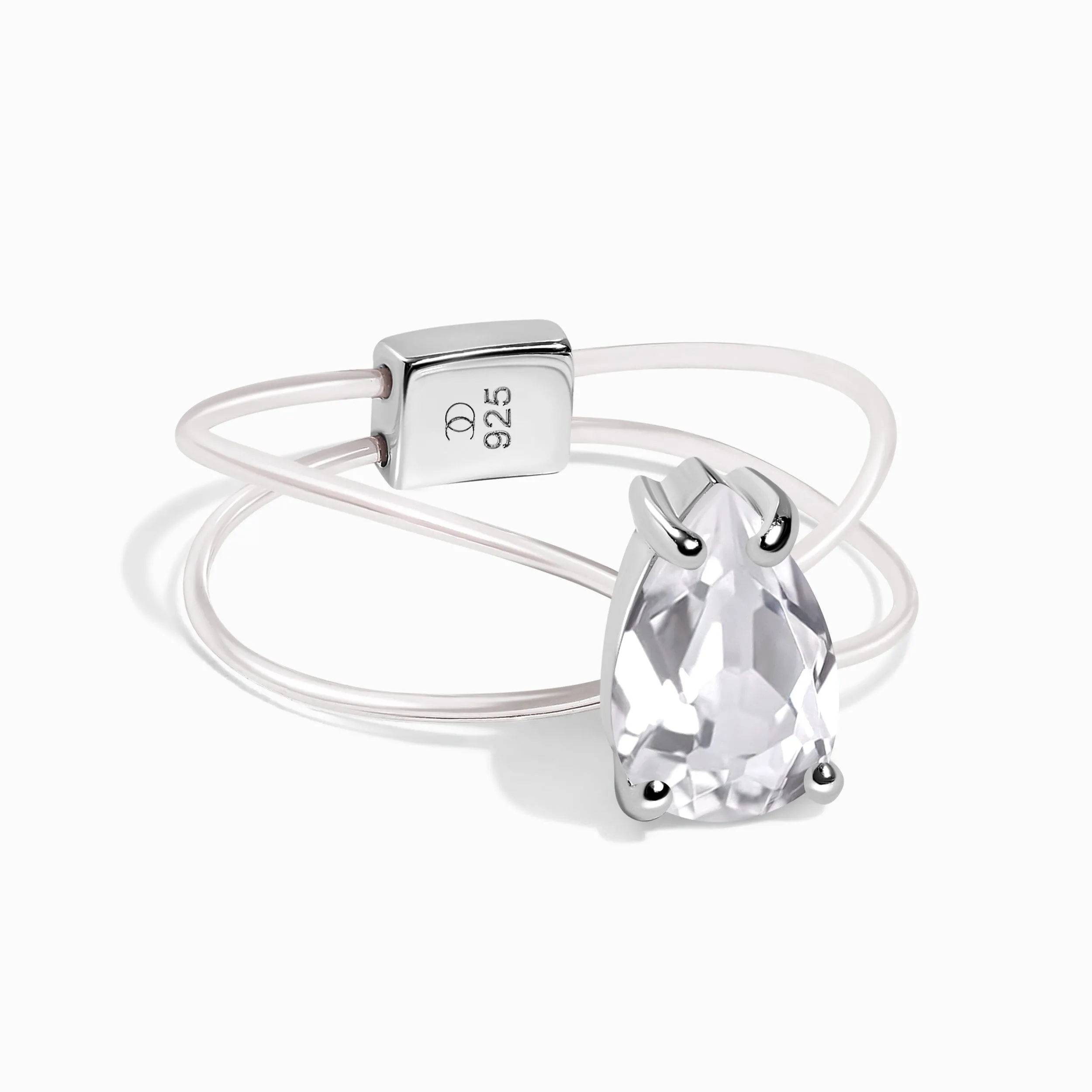 White Topaz Ring Floating Sway - April Birthstone