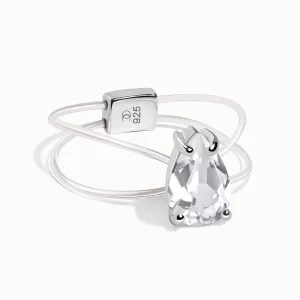 White Topaz Ring Floating Sway - April Birthstone