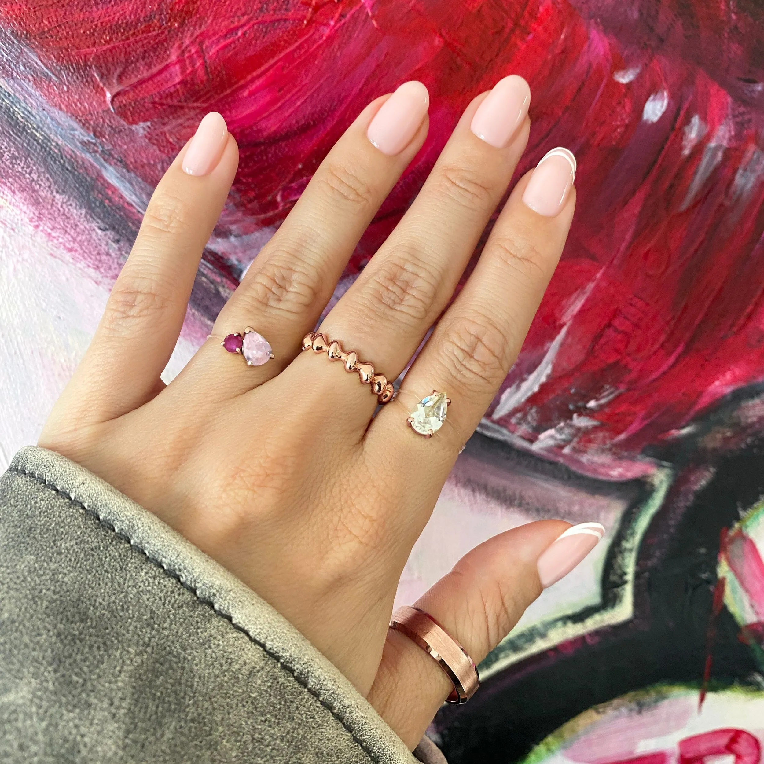 White Topaz Ring Floating Sway - April Birthstone