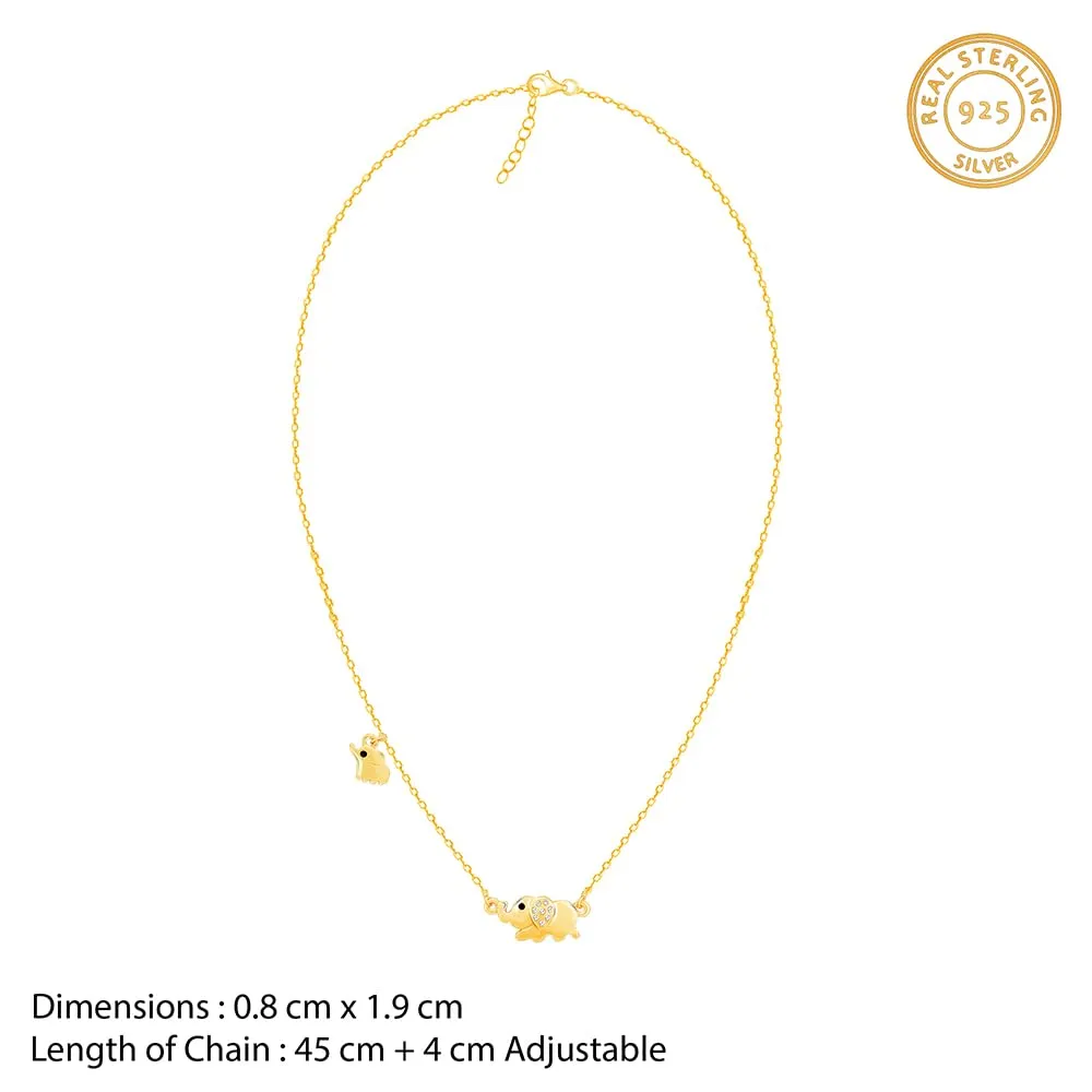 Women’s  Sterling Silver with Chain Necklace for Girl and Women Chain Pendants with Certificate of Authenticity and  Stamp Jewelry Gifts for Women (Gold Plated Elephant)