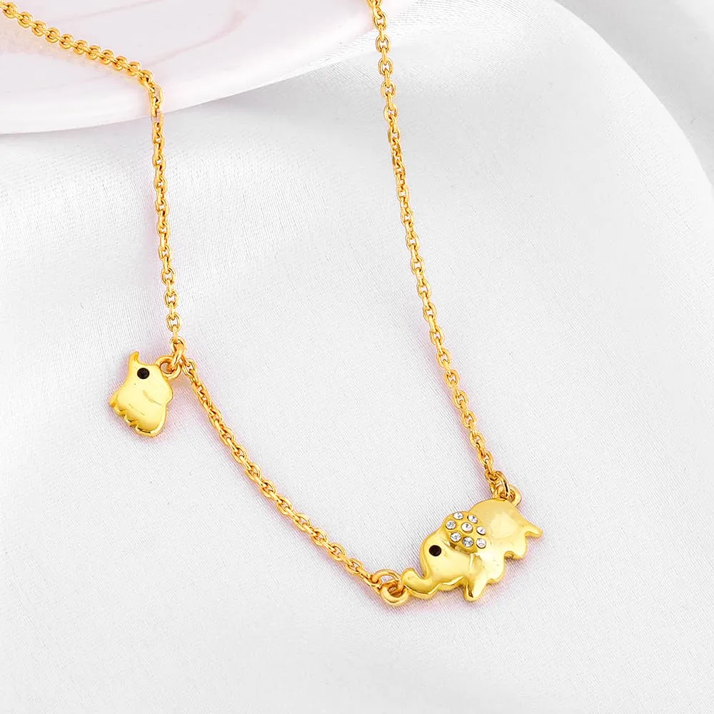 Women’s  Sterling Silver with Chain Necklace for Girl and Women Chain Pendants with Certificate of Authenticity and  Stamp Jewelry Gifts for Women (Gold Plated Elephant)