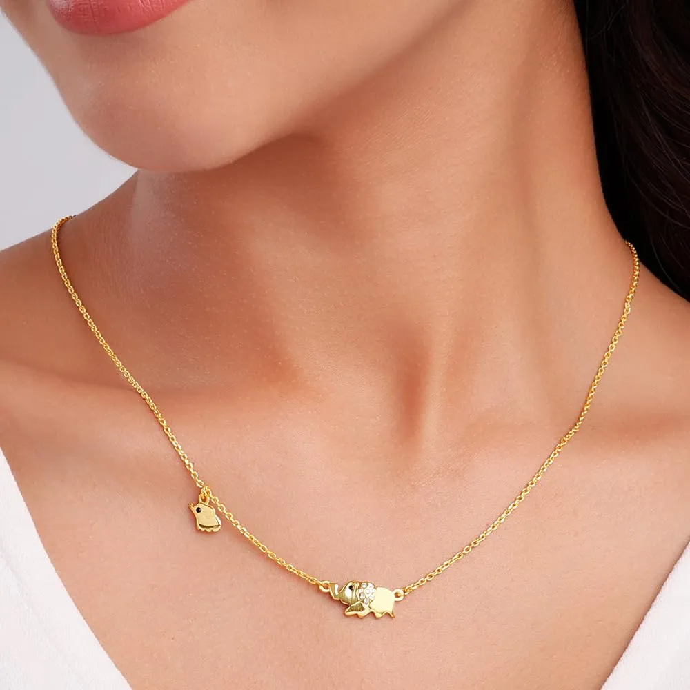 Women’s  Sterling Silver with Chain Necklace for Girl and Women Chain Pendants with Certificate of Authenticity and  Stamp Jewelry Gifts for Women (Gold Plated Elephant)