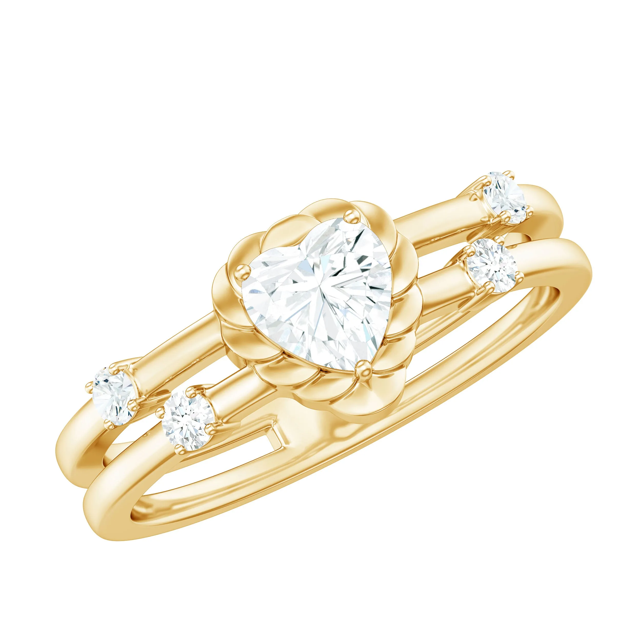 Zircon Solitaire Double Band Ring