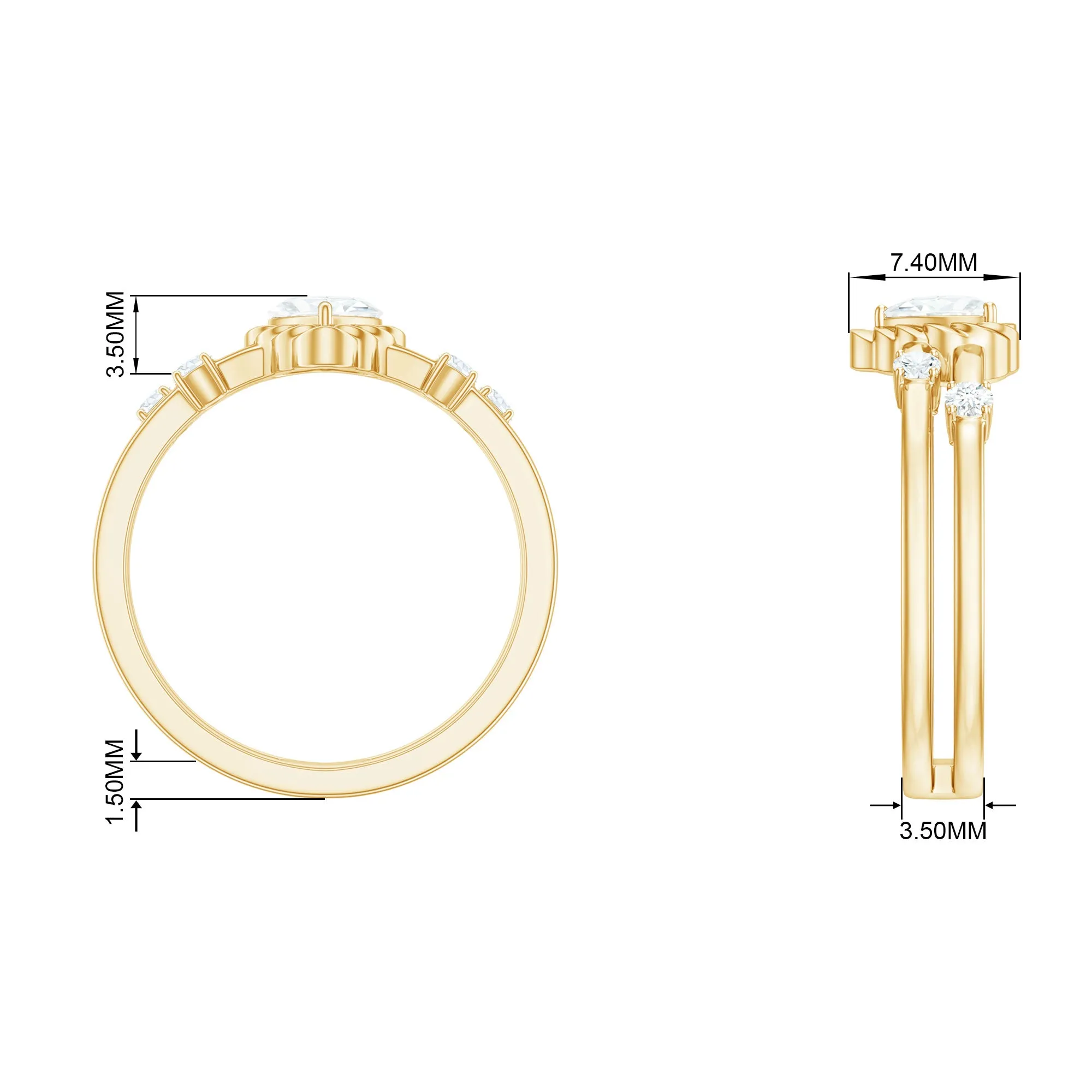 Zircon Solitaire Double Band Ring