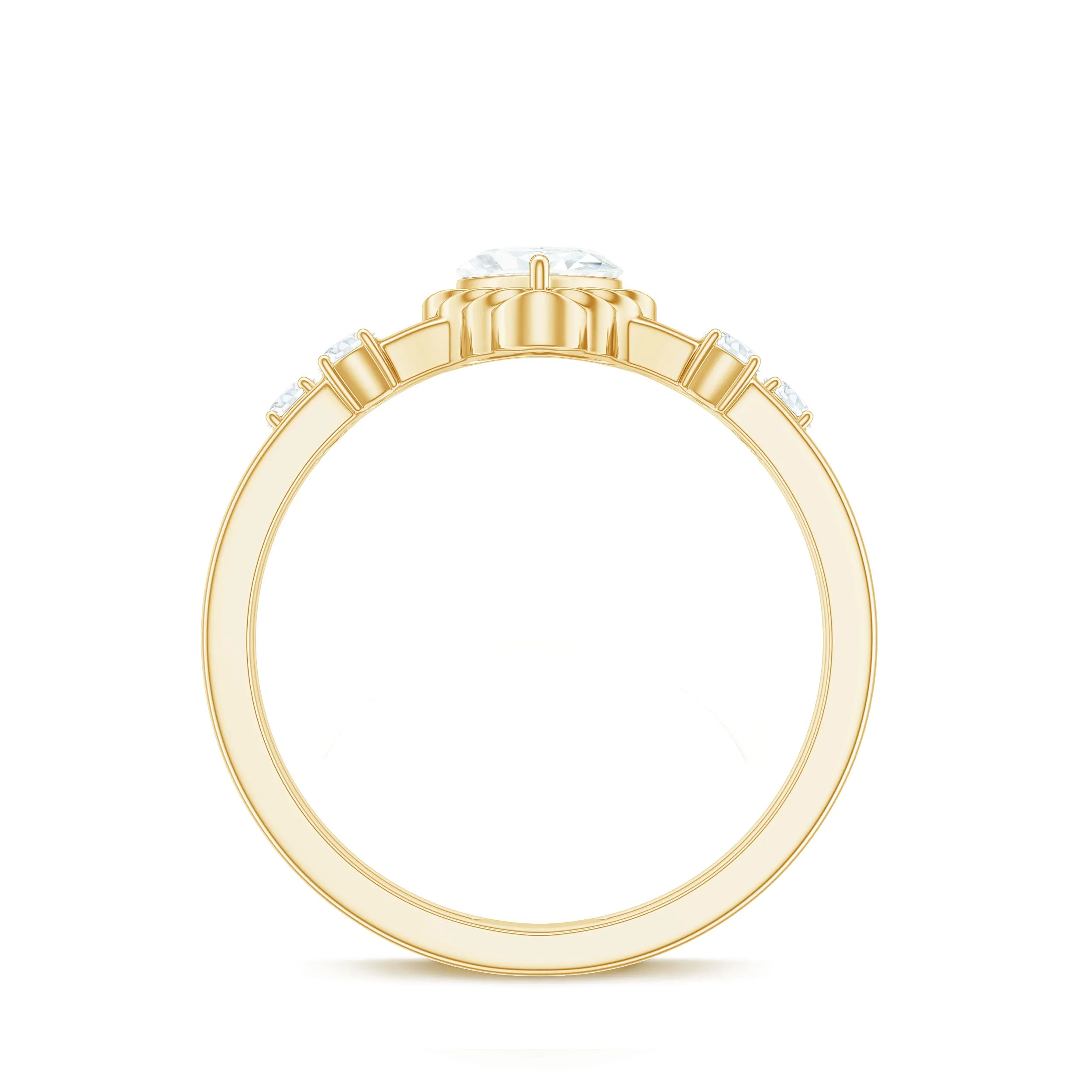 Zircon Solitaire Double Band Ring