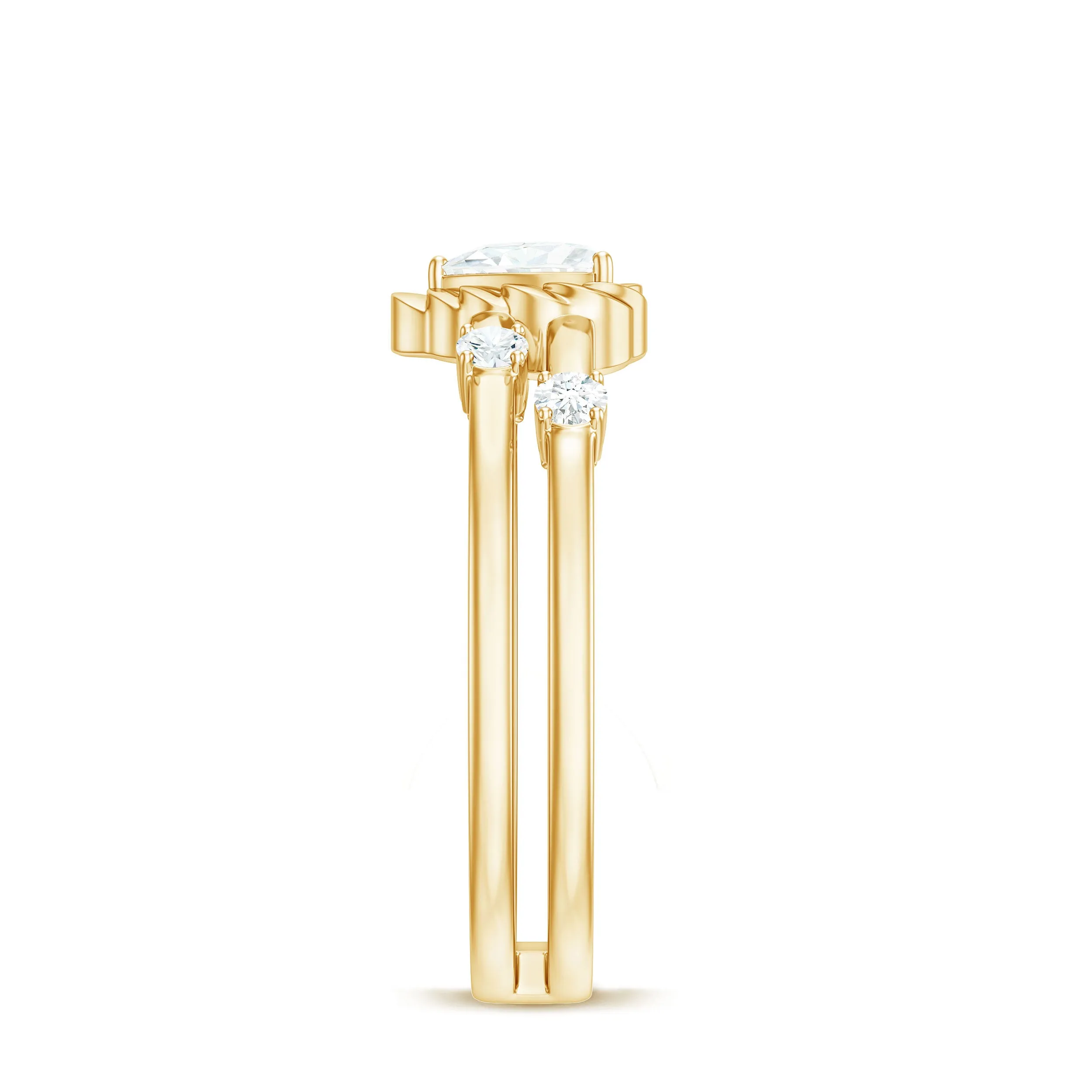 Zircon Solitaire Double Band Ring