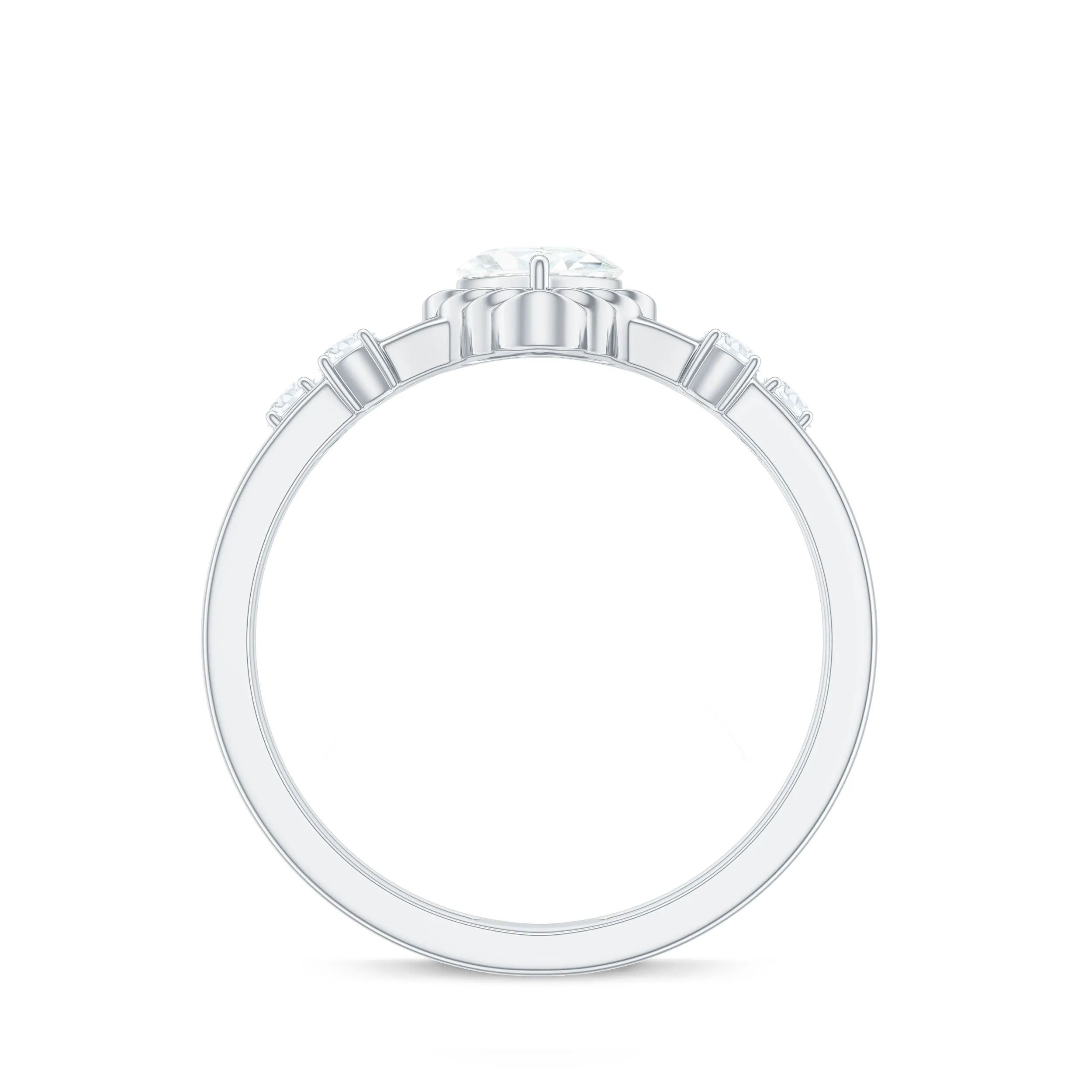 Zircon Solitaire Double Band Ring