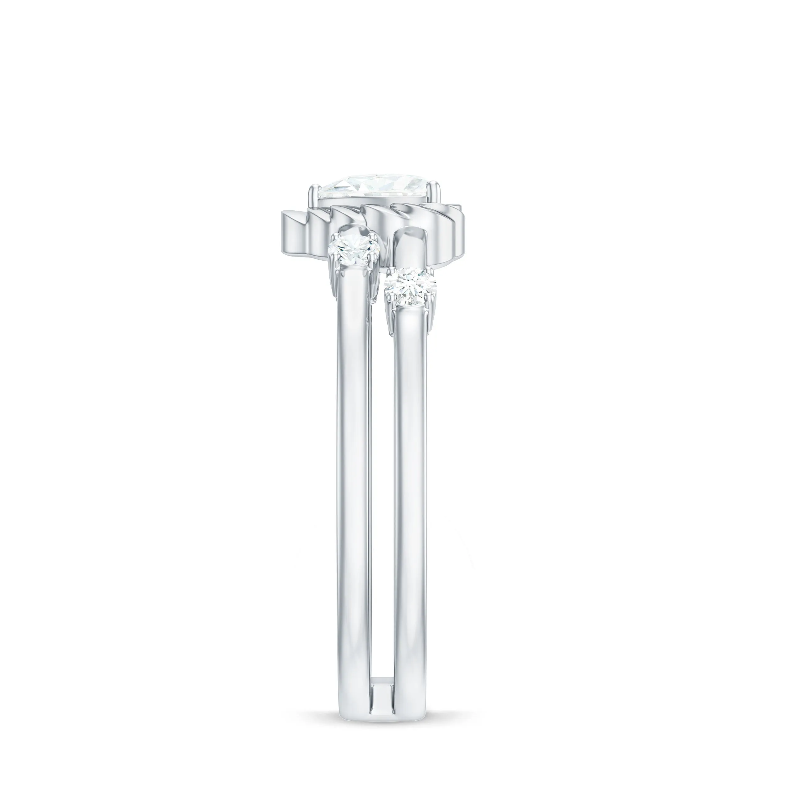 Zircon Solitaire Double Band Ring