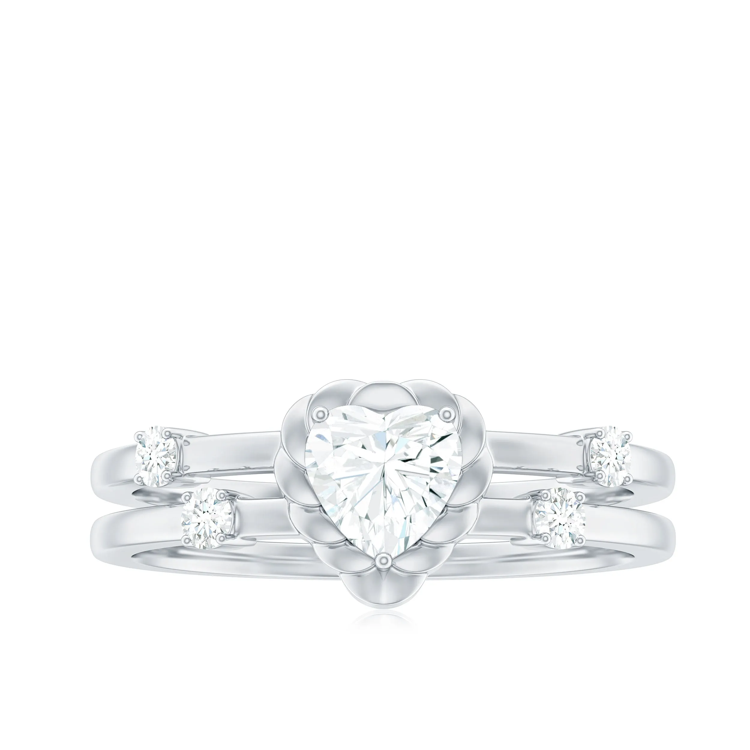 Zircon Solitaire Double Band Ring