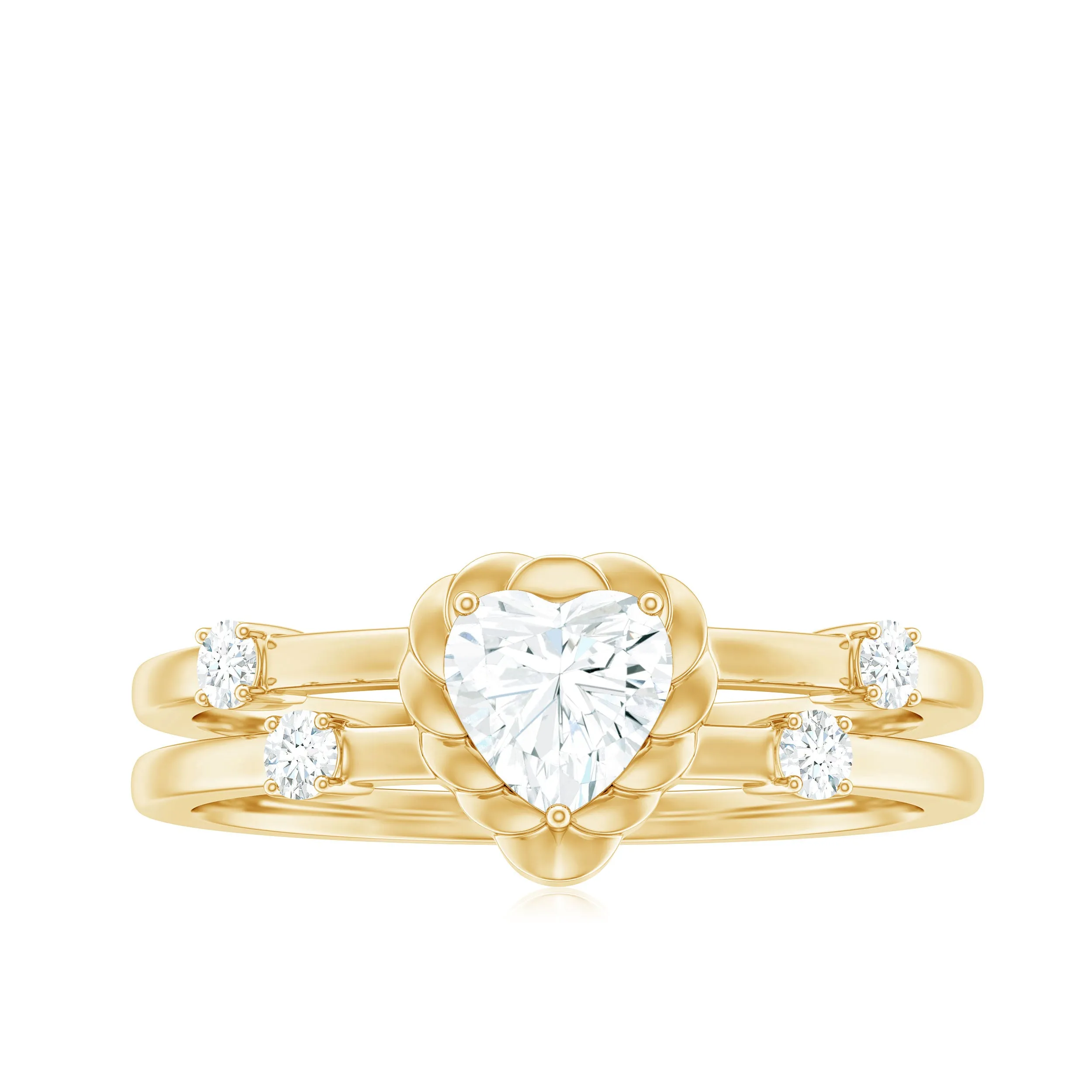 Zircon Solitaire Double Band Ring